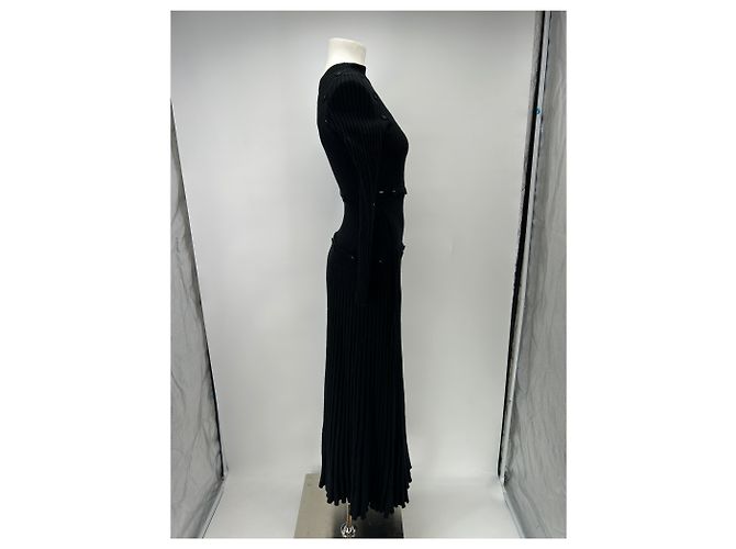 Autre Marque Vestido negro con botones de lana - vista 3