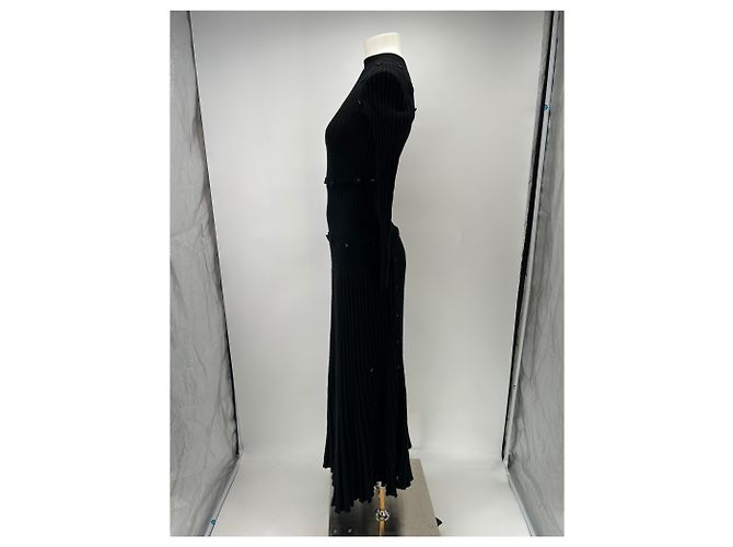 Autre Marque Vestido negro con botones de lana - vista 4