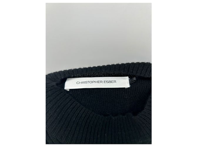 Autre Marque Vestido negro con botones de lana - vista 5