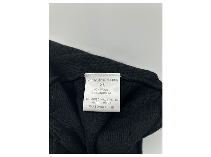 Autre Marque Vestido negro con botones de lana - vista 6