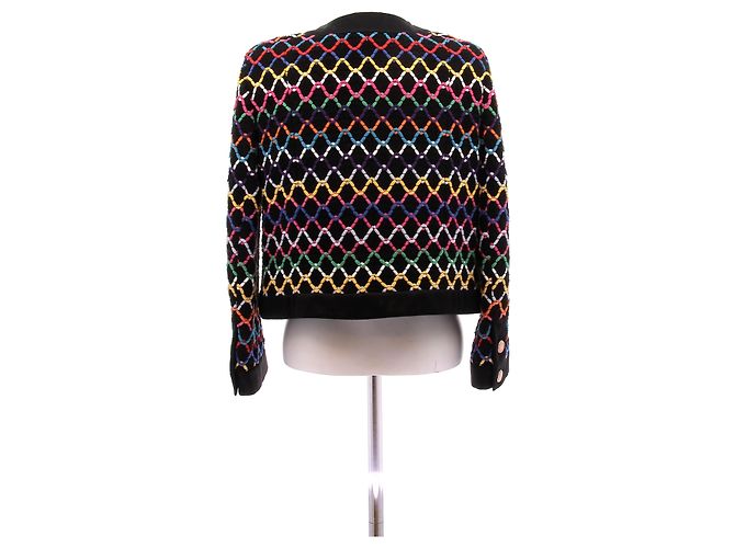 Chanel Multicolored Short Cotton Jacket with Gold Logo Buttons Multiple colors - view 2