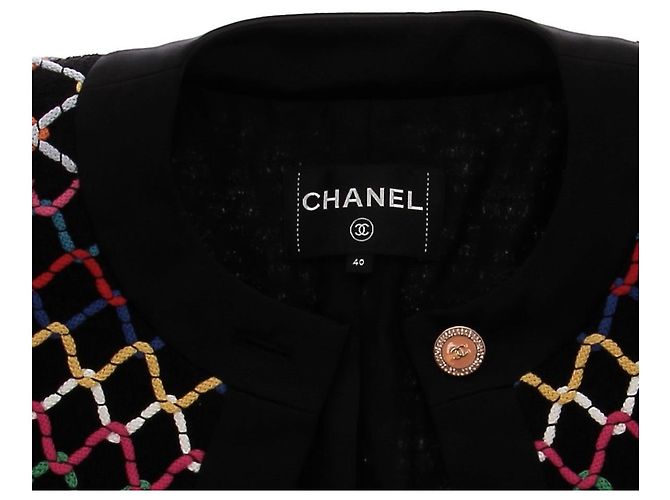 Chanel Multicolored Short Cotton Jacket with Gold Logo Buttons Multiple colors - view 5