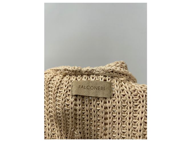 Autre Marque Beige Oversize-Cardigan mit bestickten Blumen - Ansicht 5