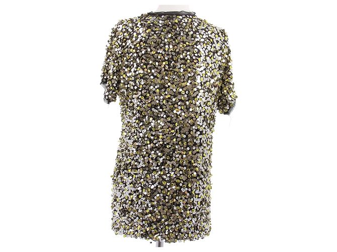 Lanvin Camiseta de seda con lentejuelas Dorado - vista 2
