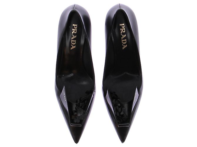 Prada Lackleder-Pumps mit floralem Applikation Schwarz - Ansicht 6