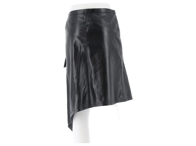 Louis Vuitton Asymmetrischer schwarzer Lederrock - Ansicht 2