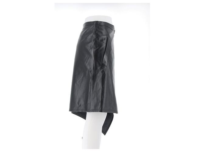 Louis Vuitton Asymmetrischer schwarzer Lederrock - Ansicht 3