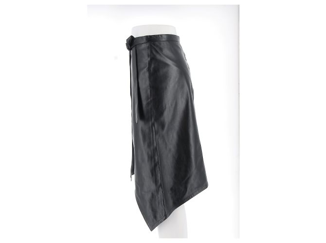 Louis Vuitton Asymmetrischer schwarzer Lederrock - Ansicht 4