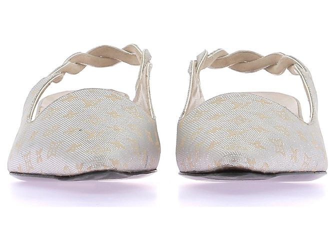 Louis Vuitton Slingbacks a tacco basso argentati e dorati Argento - vista 3
