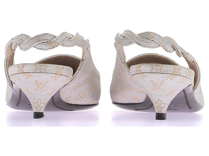 Louis Vuitton Slingbacks a tacco basso argentati e dorati Argento - vista 4