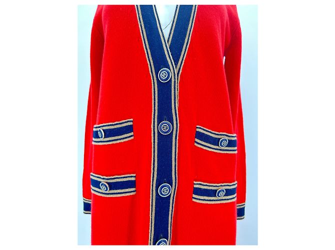 Chanel Langer roter Cashmere-Cardigan - Ansicht 3