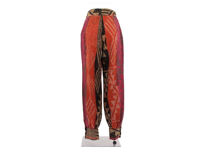 Autre Marque Bunte Seidenhose Pink - Ansicht 2