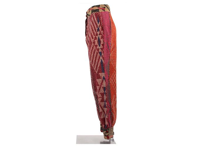 Autre Marque Bunte Seidenhose Pink - Ansicht 4