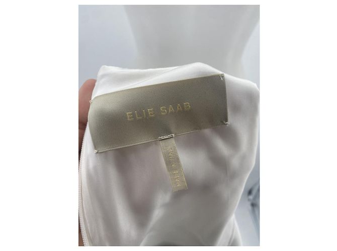 Abito a righe Elie Saab Bianco e Blu Navy 36 - vista 4