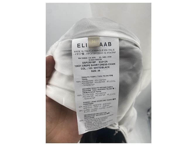 Abito a righe Elie Saab Bianco e Blu Navy 36 - vista 5