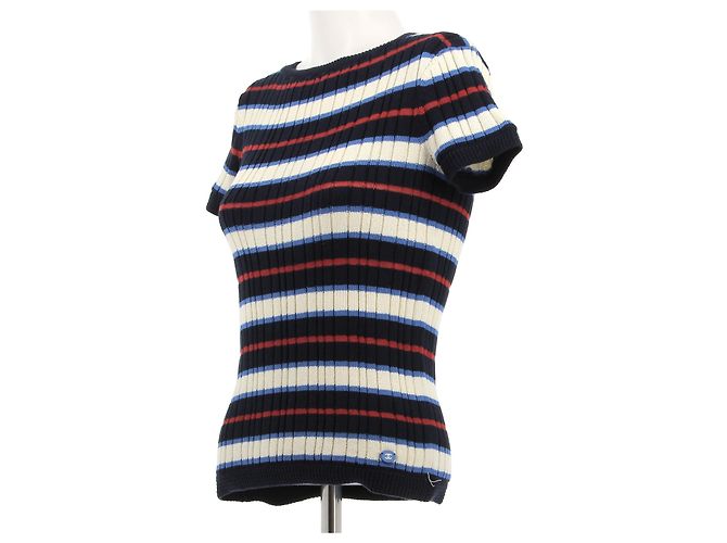 Camiseta de algodón a rayas azul Chanel - vista 3