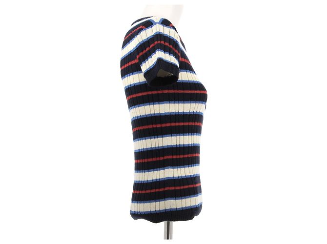 Camiseta de algodón a rayas azul Chanel - vista 4