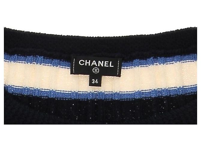 Camiseta de algodón a rayas azul Chanel - vista 6