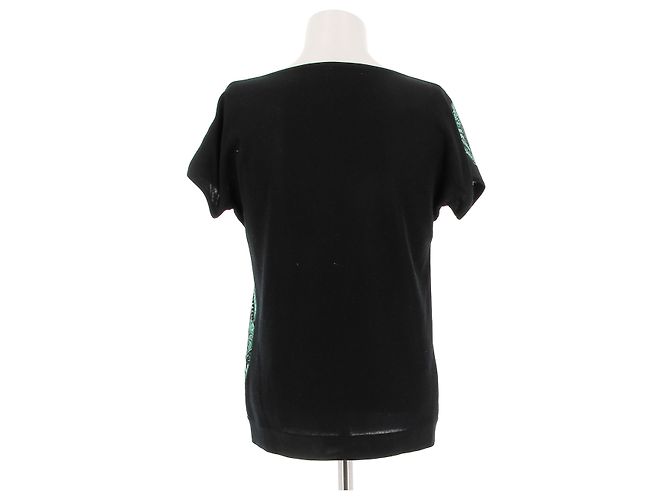 Hermès Camiseta negra estampada en seda Multicolor - vista 2