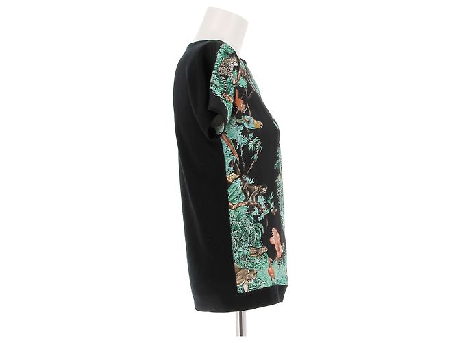 Hermès Camiseta negra estampada en seda Multicolor - vista 3