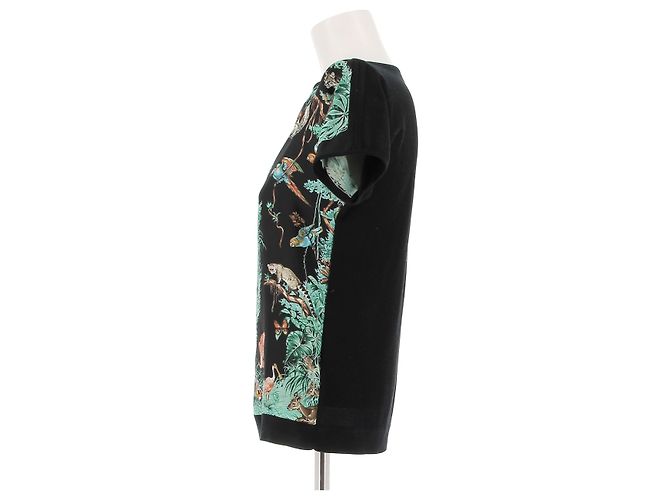 Hermès Camiseta negra estampada en seda Multicolor - vista 4