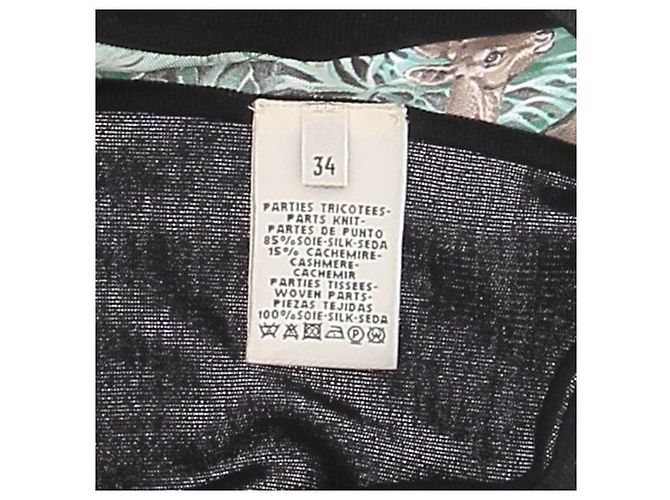 Hermès Camiseta negra estampada en seda Multicolor - vista 5