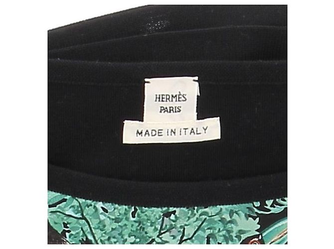 Hermès Camiseta negra estampada en seda Multicolor - vista 6