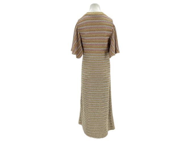 Vestido maxi de punto dorado con rayas Chanel - vista 2