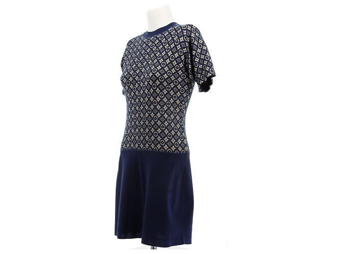 Louis Vuitton Marineblaue monogrammierte Robe - Ansicht 3