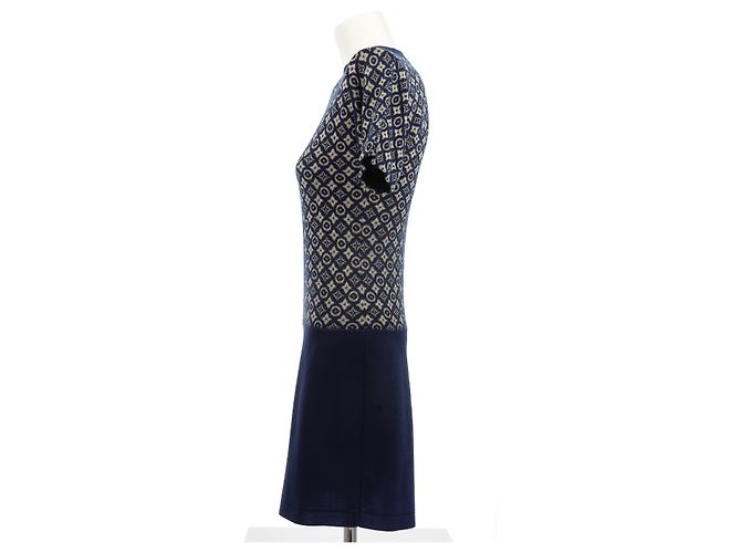 Louis Vuitton Marineblaue monogrammierte Robe - Ansicht 4