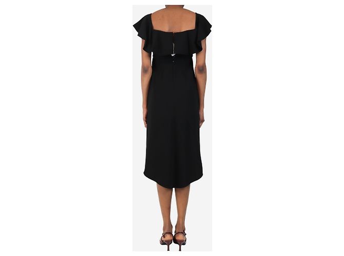 Halston Heritage Schwarzes Midikleid mit Rüschen an den Schultern - Größe UK 4 - Ansicht 2