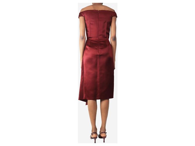Alexander Mcqueen Burgunderfarbene Satin-Midikleid - Größe 6 Rot - Ansicht 2