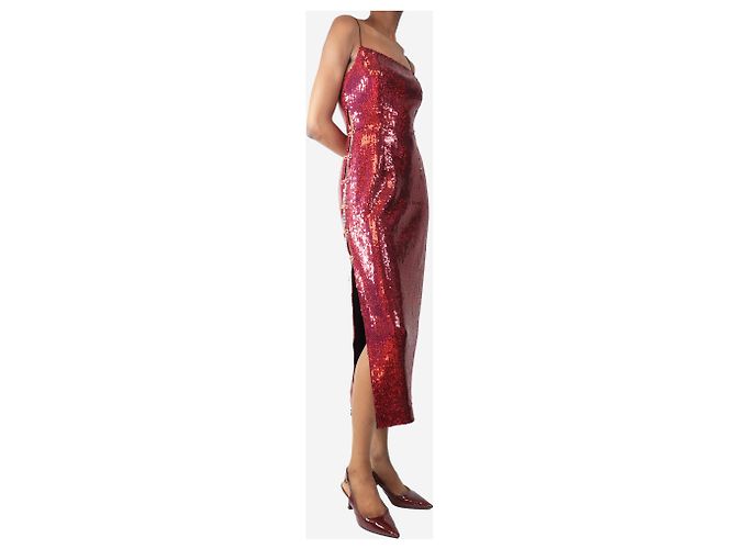 Autre Marque Rosa Pailletten-Midi-Kleid - Größe UK 6 Pink - Ansicht 3