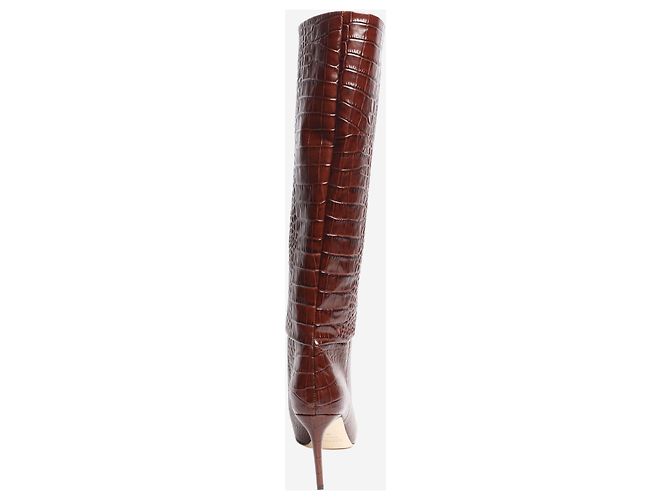 Paris Texas Brown croc-embossed knee-high stiletto boots - size EU 38 - view 3