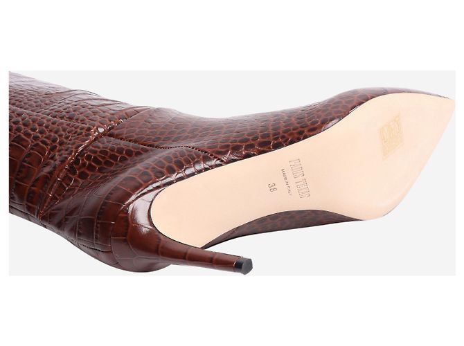 Paris Texas Brown croc-embossed knee-high stiletto boots - size EU 38 - view 4