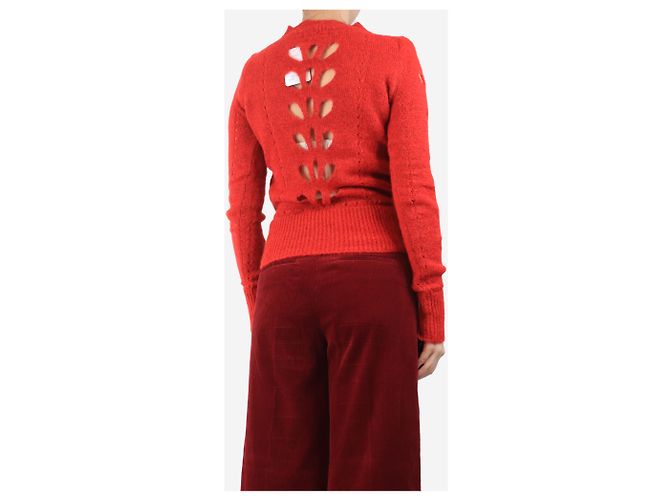 Isabel Marant Rotes Strickoberteil mit Ausschnittdetails - Größe UK 10 - Ansicht 2