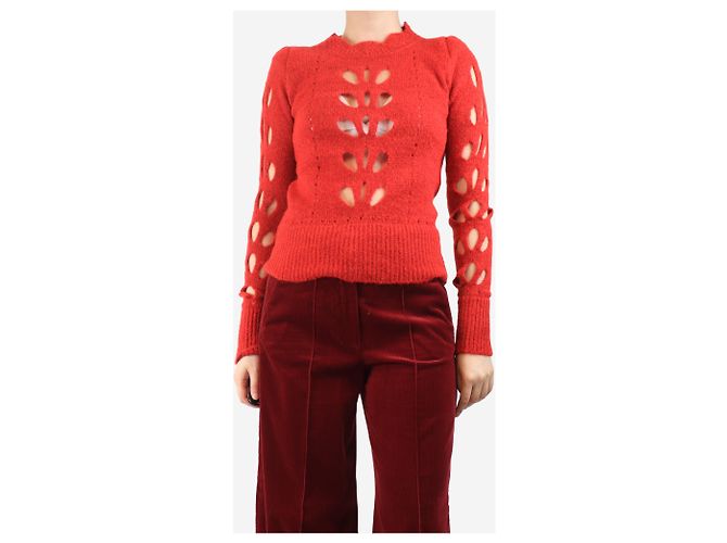Isabel Marant Rotes Strickoberteil mit Ausschnittdetails - Größe UK 10 - Ansicht 3