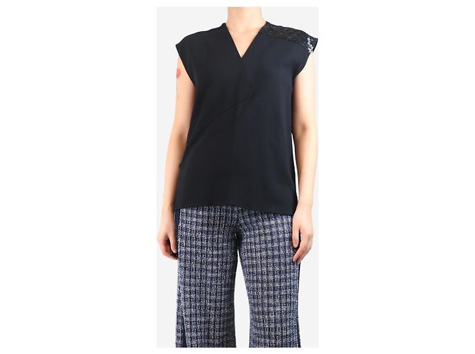 Christopher Kane Black sleeveless sequin-embellished top - size UK 10 - view 3