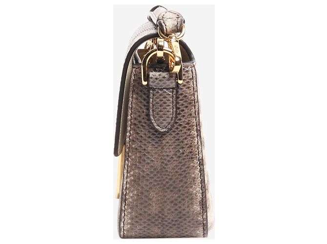 Fendi Mini borsa Baguette in pelle di serpente marrone - vista 4