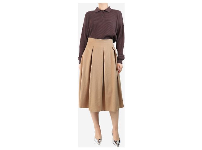 Max Mara Falda plisada de lana de camello beige - talla UK 12 - vista 2
