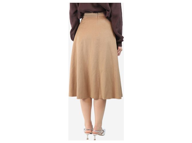 Max Mara Falda plisada de lana de camello beige - talla UK 12 - vista 3