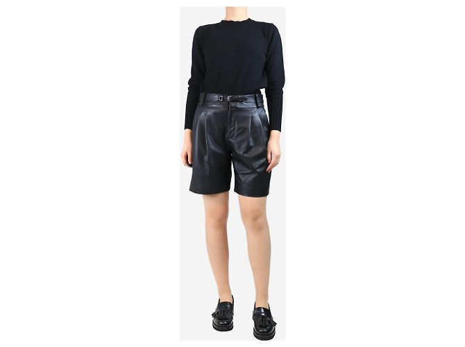 Red Valentino Schwarze Leder-Shorts mit Gürtel - Größe UK 12 - Ansicht 2