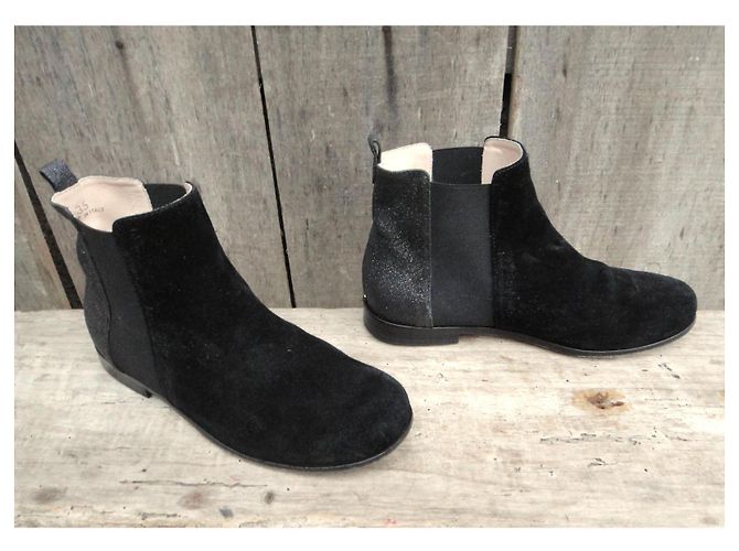 Stivaletti Dior Neri in Scamosciato e Pelle Glitter Nero - vista 2