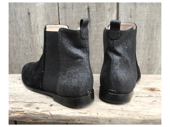 Stivaletti Dior Neri in Scamosciato e Pelle Glitter Nero - vista 4