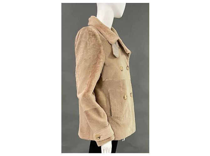 Beige Shearling Short Coat Bottega Veneta - view 3