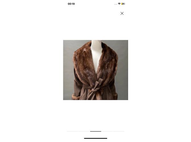 Abrigo de lana y piel Max Mara talla 38 visón Marrón oscuro - vista 4