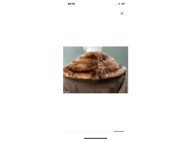 Abrigo de lana y piel Max Mara talla 38 visón Marrón oscuro - vista 6