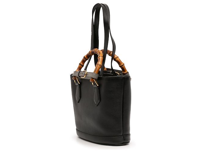 Borsa a secchiello convertibile in pelle di vitello nera Gucci Bamboo Diana piccola - vista 2