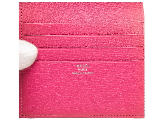 Piccola wallet Evelyne in capra Mysore rosa di Hermès - vista 6