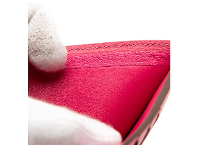 Piccola wallet Evelyne in capra Mysore rosa di Hermès - vista 7